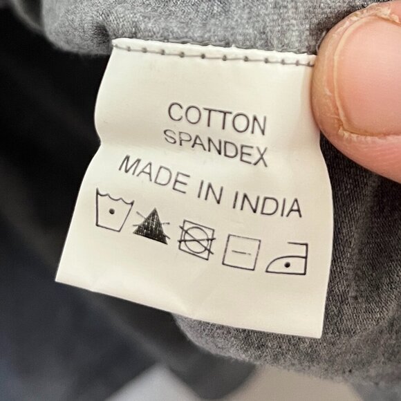 EShakti Gray Blue Stripe Fit and Flare Cotton Jersey Dress Preppy Colorblock - Picture 7 of 8